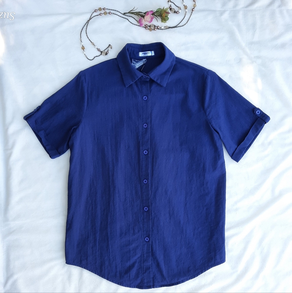 ZEAGOO Men's 100% Cotton, Casual Button Down Shirt - Blue